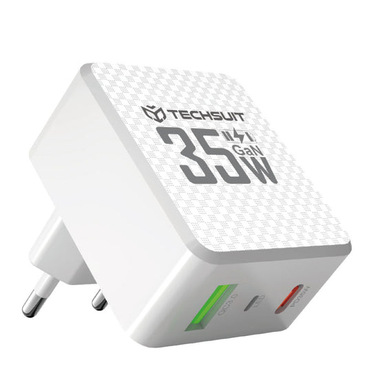 Netzladegerät Techsuit CHPD173 Tiny, 35W, 3A, 1 x USB-A - 1 x USB-C, Weiß