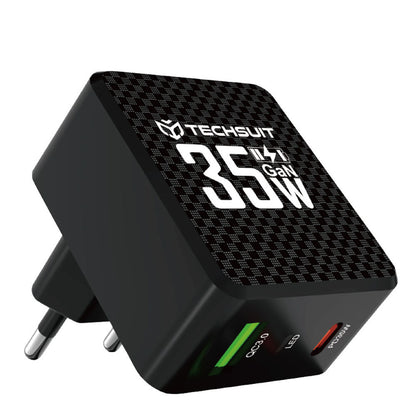 Netzladegerät Techsuit CHPD173 Tiny, 35W, 3A, 1 x USB-A - 1 x USB-C, Schwarz
