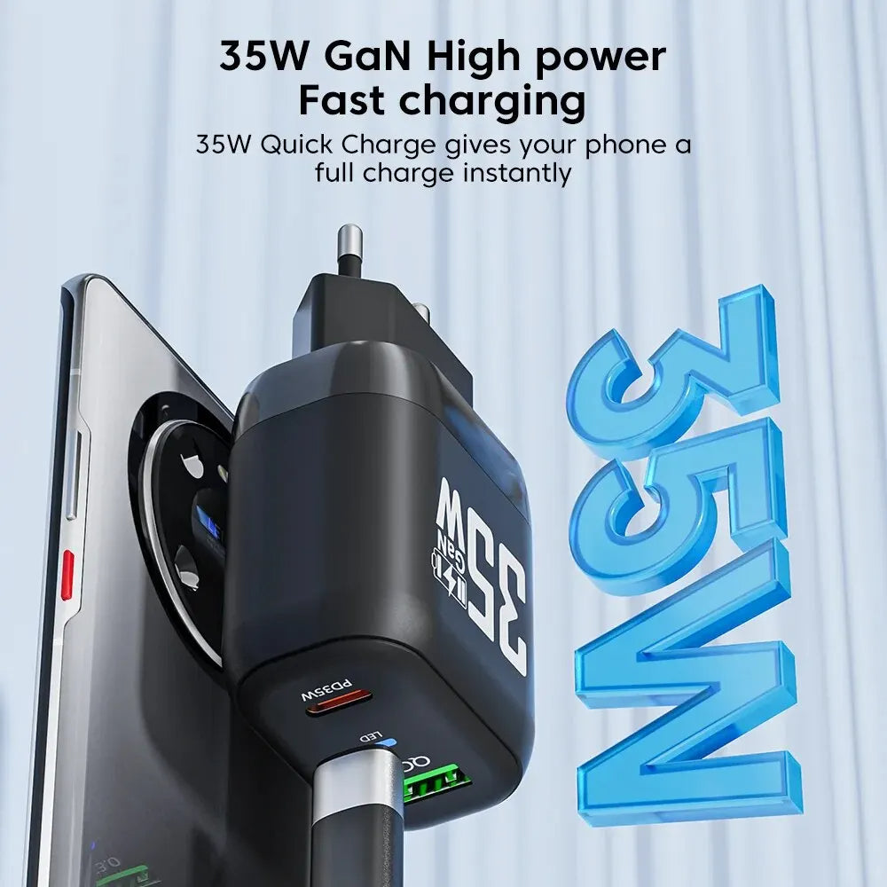 Netzladegerät Techsuit CHPD174, 35W, 3A, 1 x USB-A - 1 x USB-C, Weiß