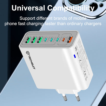 Netzladegerät Techsuit CHPD224, 65W, 3.25A, 4 x USB-A - 4 x USB-C, Weiß