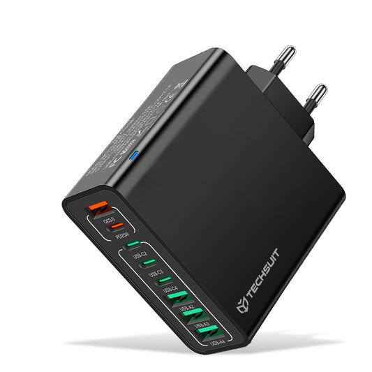 Netzladegerät Techsuit CHPD224, 65W, 3.25A, 4 x USB-A - 4 x USB-C, Schwarz