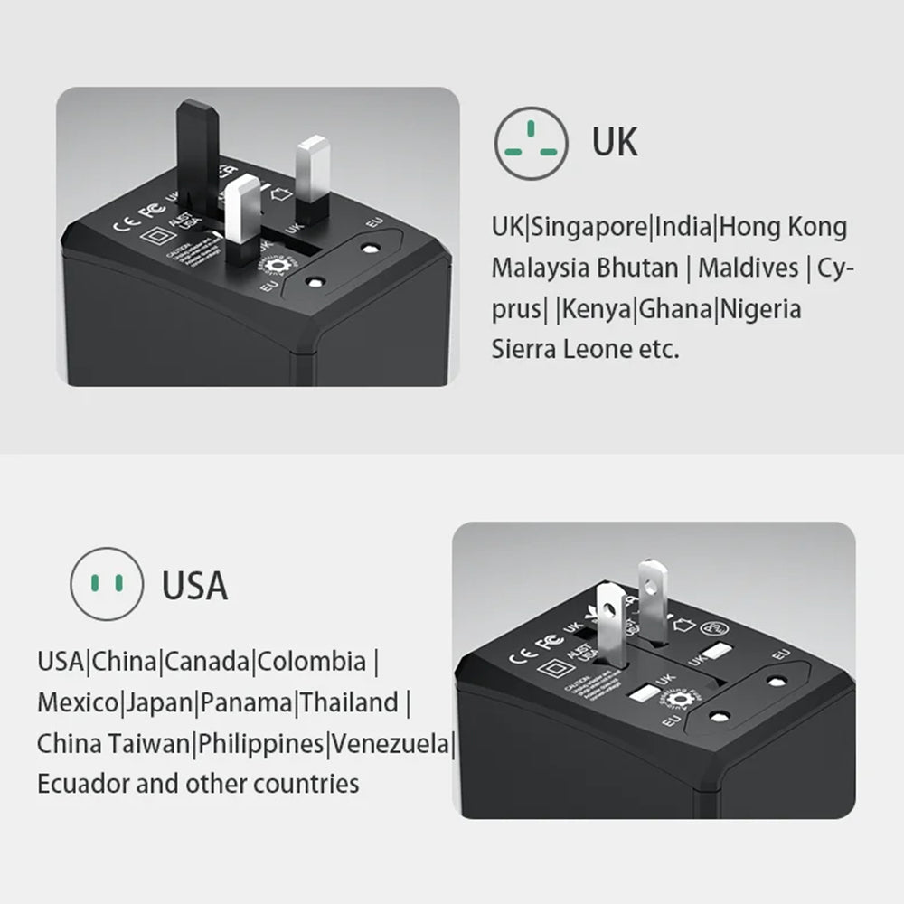 Netzladegerät Techsuit HHT904-B2 Travel, 20W, 3A, 2 x USB-A - 2 x USB-C, Schwarz
