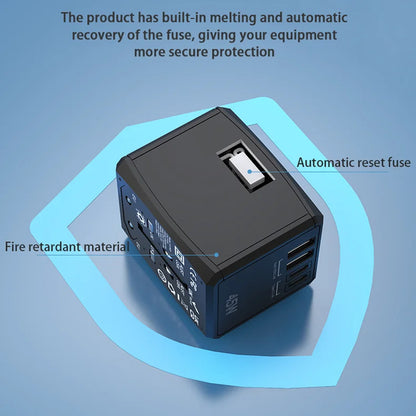 Netzladegerät Techsuit HHT905 Travel, 45W, 3A, 2 x USB-A - 2 x USB-C, Schwarz