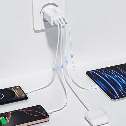 Netzladegerät Techsuit PowerXQuad CH4, 40W, 3A, 2 x USB-A - 2 x USB-C, Weiß