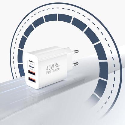 Netzladegerät Techsuit PowerXQuad CH4, 40W, 3A, 2 x USB-A - 2 x USB-C, Weiß