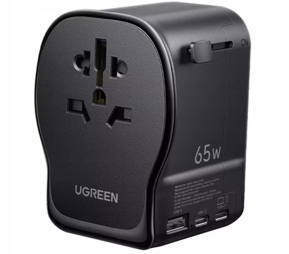 UGREEN Travel S550 Netzladegerät (55001), 65W, 3,25A, 1 x USB-A - 2 x USB-C, Schwarz