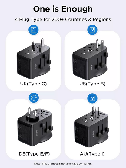 UGREEN Travel S550 Netzladegerät (55001), 65W, 3,25A, 1 x USB-A - 2 x USB-C, Schwarz