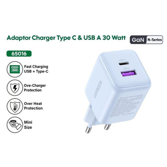 UGREEN X516 Netzladegerät, 30W, 3A, 1 x USB-A - 1 x USB-C, Schwarz