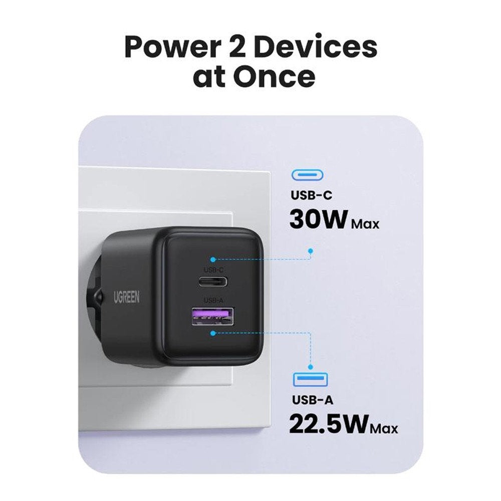 UGREEN X516 Netzladegerät, 30W, 3A, 1 x USB-A - 1 x USB-C, Grau