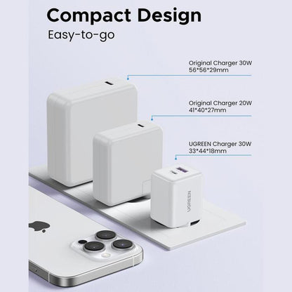 UGREEN X516 Netzladegerät, 30W, 3A, 1 x USB-A - 1 x USB-C, Grau