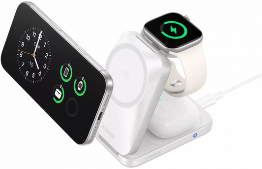 Anker Prime MagGo 3in1 Wireless Netzladegerät, 25W, Weiß B25N1G21