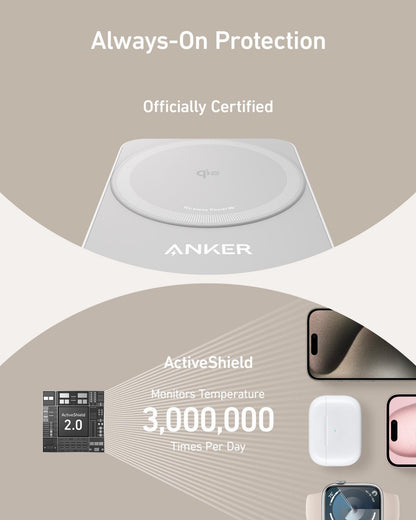 Anker MagGo 3in1 Wireless Netzladegerät, 15W, 1.67A, Weiß B2557321