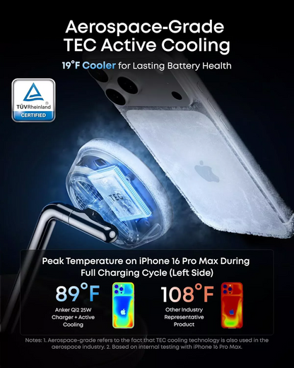 Anker Prime MagGo AirCool 3in1 Wireless Netzladegerät, 25W, Schwarz B25X7G11