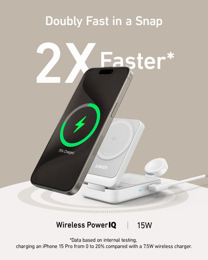 Anker MagGo 3in1 Wireless Netzladegerät, 15W, 1.67A, Weiß B2557321
