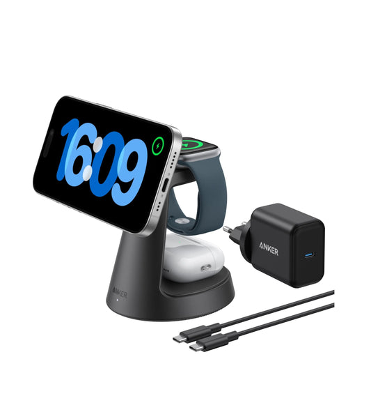Anker MagGo 3in1 Wireless Netzladegerät, 15W, 1.67A, Schwarz B25M4G11