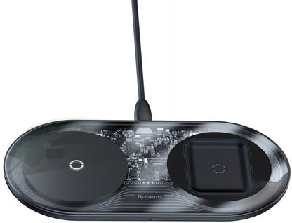 Baseus Simple 2in1 Wireless Netzladegerät, 15W, 1.67A, Transparent WXJK-A01