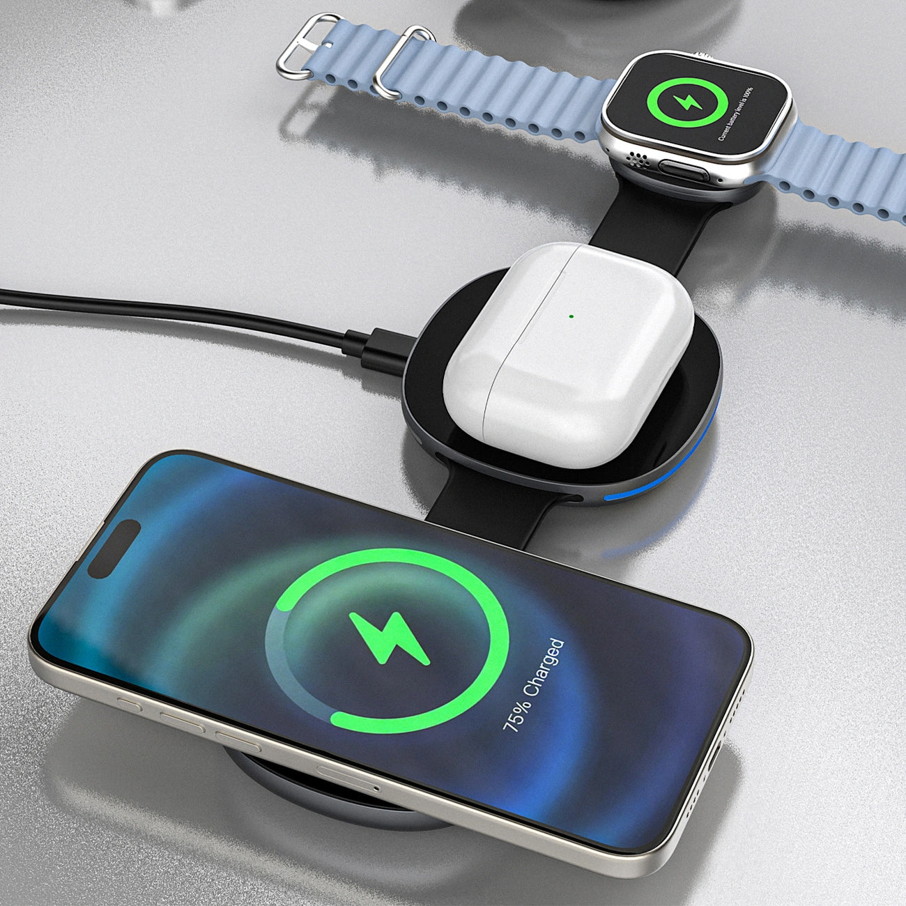 Dudao A11S 3in1 Wireless Netzladegerät, 15W, Schwarz