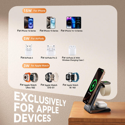 Joyroom JR-W15 3in1 Wireless Network Charger, 15W, 1.67A, Black