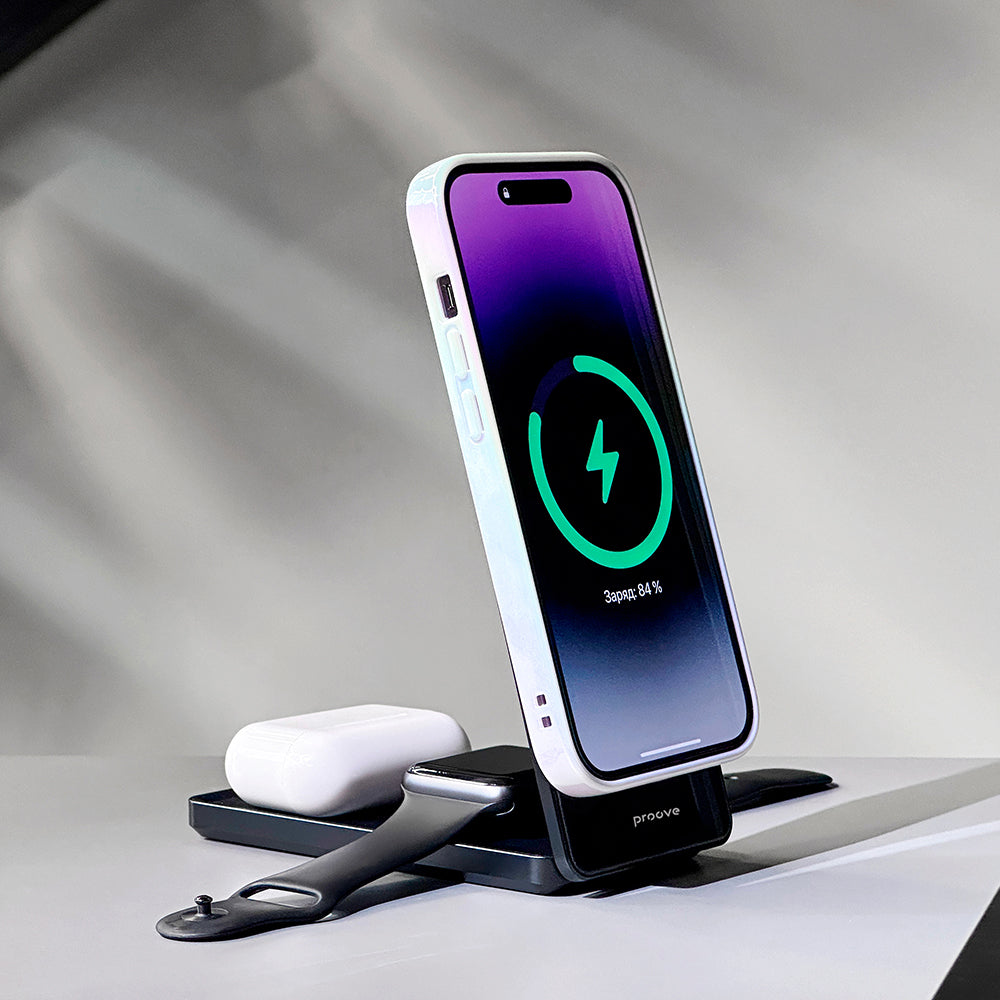 Proove Metal Edge 3in1 Wireless Network Charger, 15W, 1.67A, Gray WSME15010003