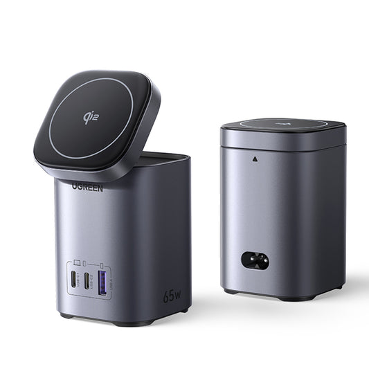 Drahtloses Netzladegerät UGREEN X555 4in1, 65W, 3.25A, 1 x USB-A - 2 x USB-C, Grau