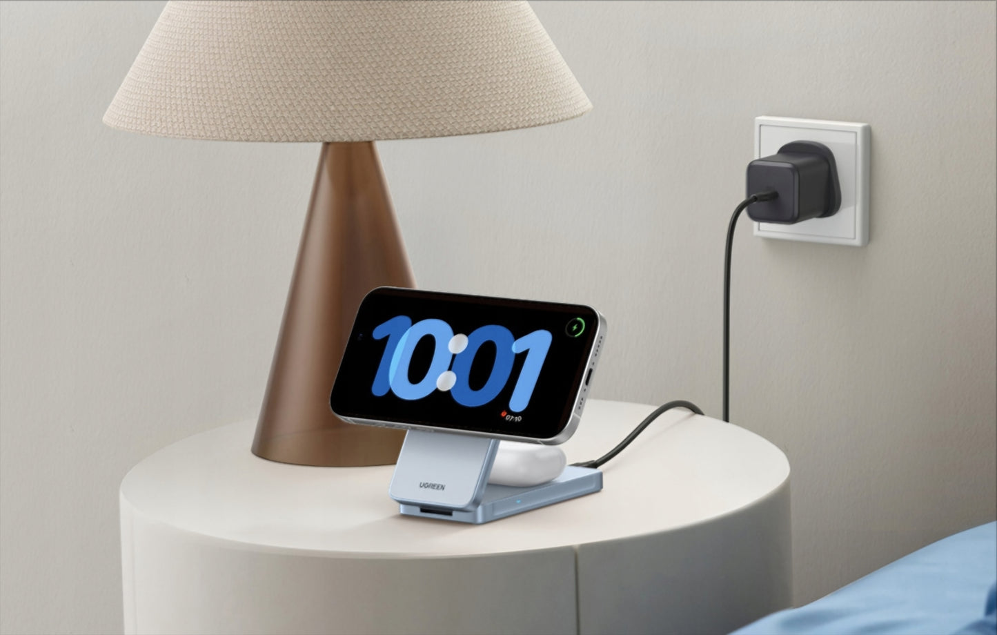 UGREEN MagFlow 2in1 Wireless Netzladegerät, 25W, Blau