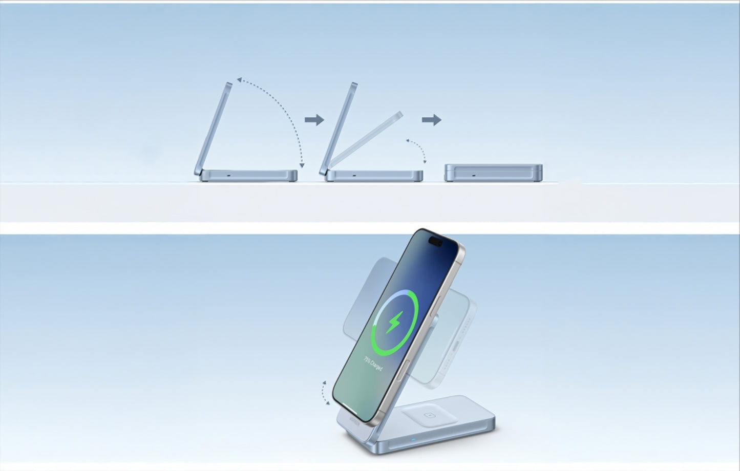 UGREEN MagFlow 2in1 Wireless Netzladegerät, 25W, Blau