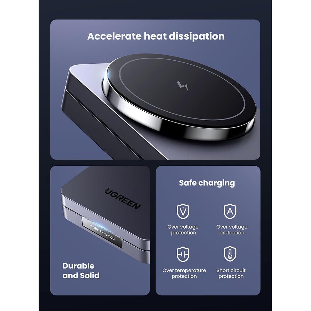 UGREEN W528 2in1 Wireless Network Charger, 20W, 1.67A, Black
