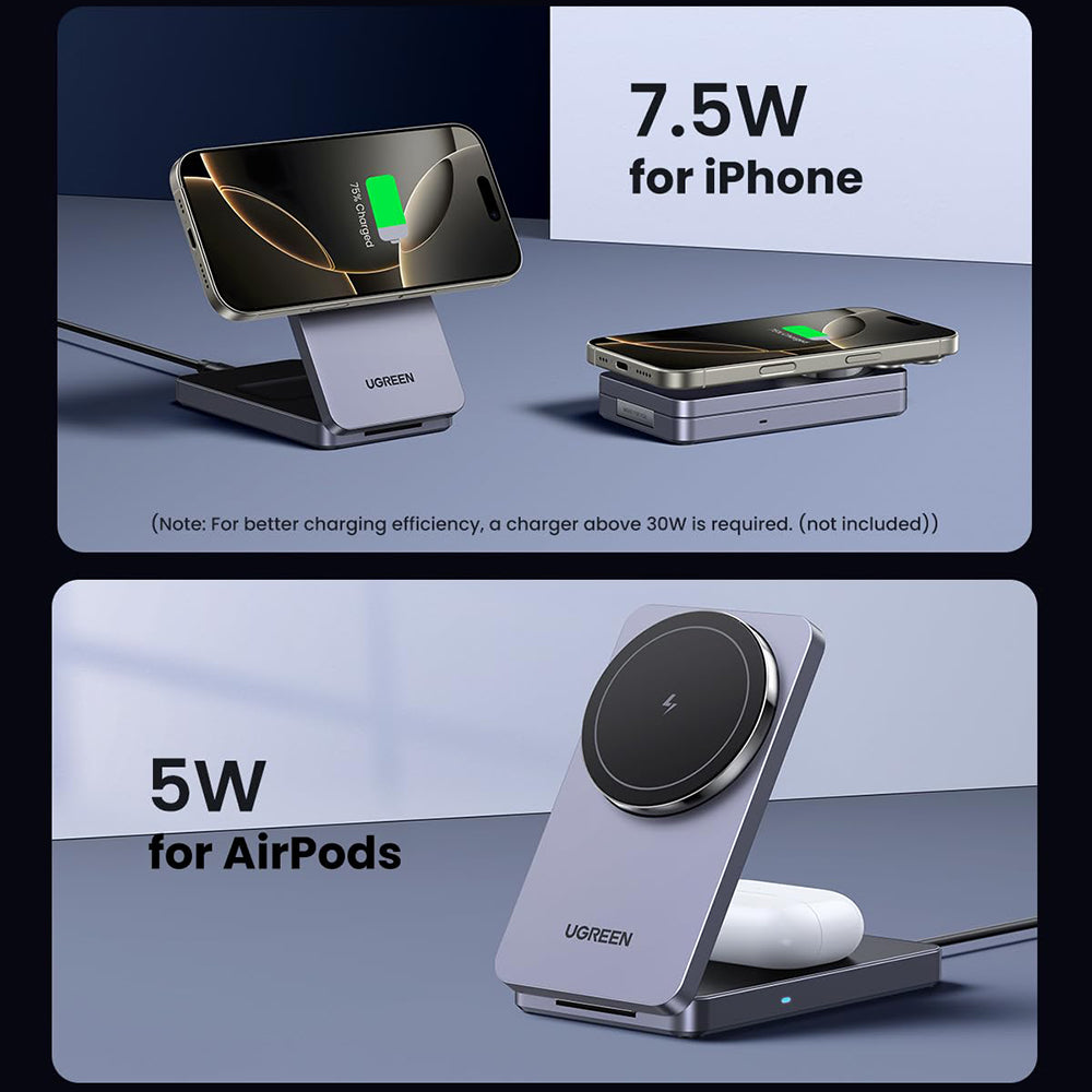 UGREEN W528 2in1 Wireless Network Charger, 20W, 1.67A, Black
