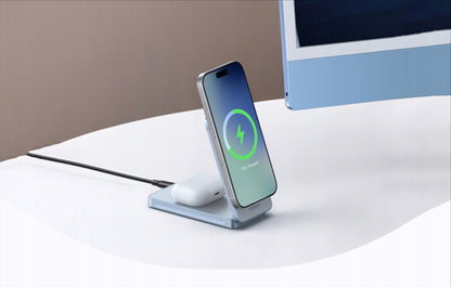 UGREEN MagFlow 2in1 Wireless Netzladegerät, 25W, Blau