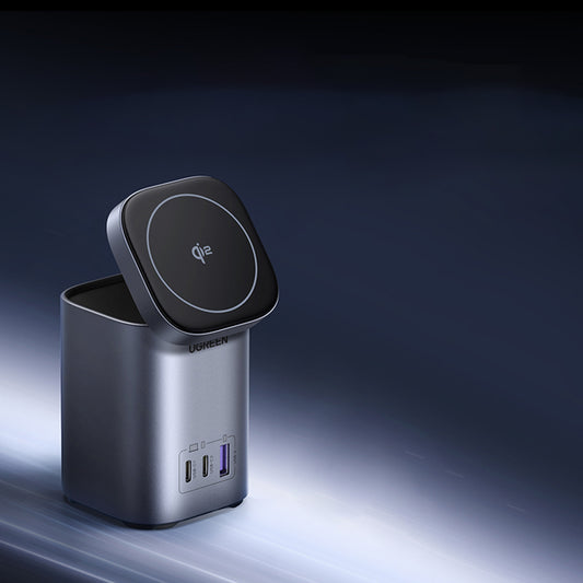 Drahtloses Netzladegerät UGREEN X555 4in1, 65W, 3.25A, 1 x USB-A - 2 x USB-C, Grau