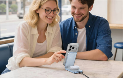 UGREEN MagFlow 2in1 Wireless Netzladegerät, 25W, Blau