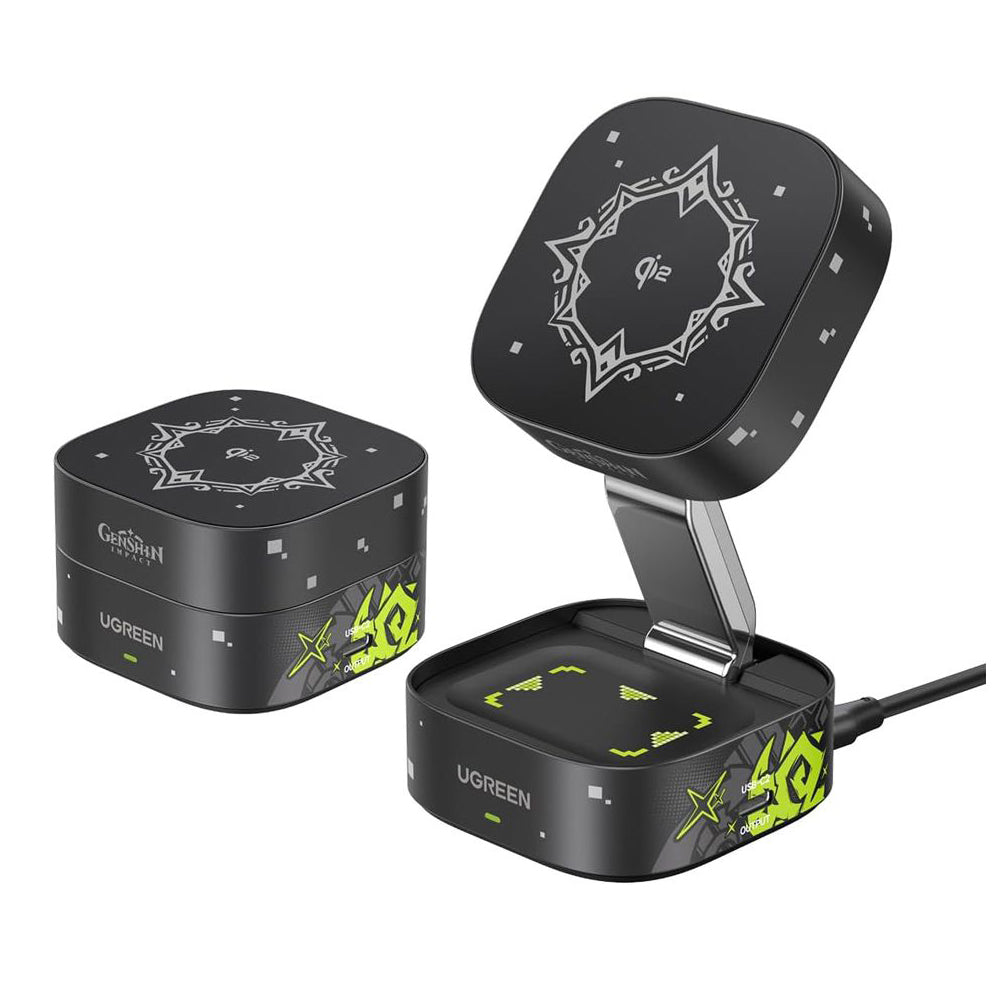 UGREEN Genshin Impact Ed.W702 2n1 Wireless Netzladegerät, 25W, 1.67A, 1 x USB-C, Schwarz