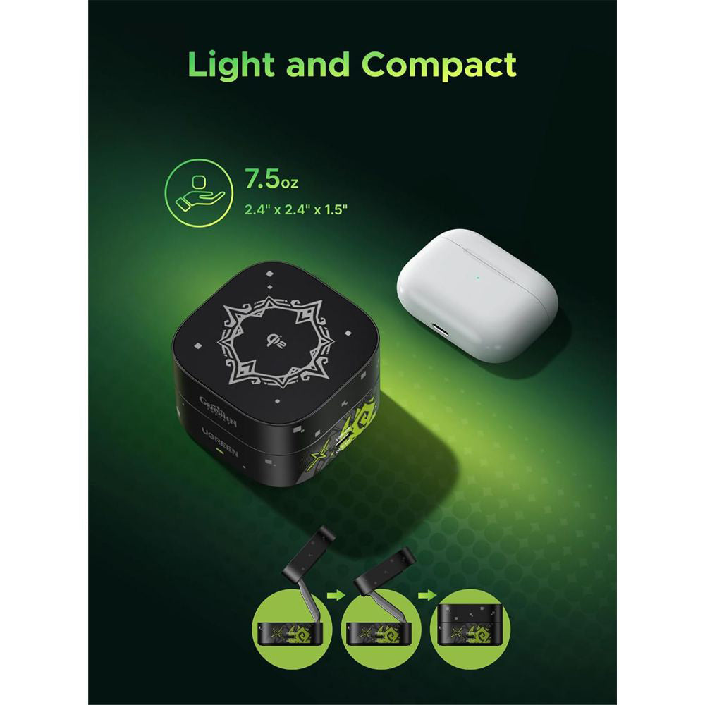 UGREEN Genshin Impact Ed.W702 2n1 Wireless Netzladegerät, 25W, 1.67A, 1 x USB-C, Schwarz
