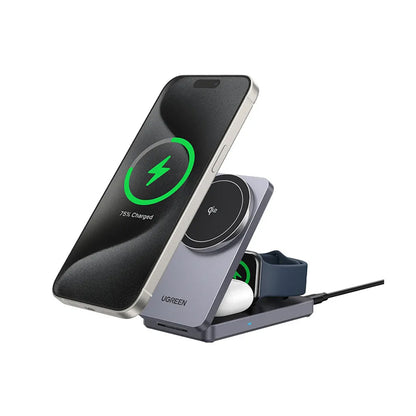 UGREEN W707 3in1 Wireless Netzladegerät, 25W, 1.67A, Grau