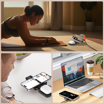 Drahtloses Netzladegerät XO Design CX035 3in1, 15W, 1.67A, Schwarz