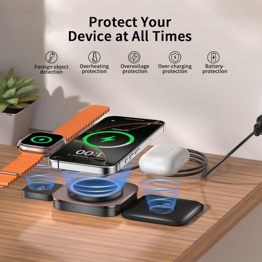 Wireless-Netzteil XO Design CX035 3in1, 15W, 1,67A, Schwarz, Wiederverpackt