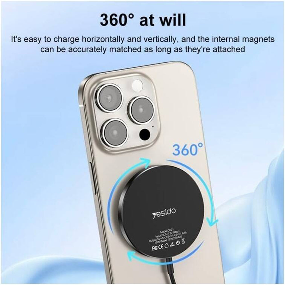 Wireless-Netzladegerät Yesido DS21, 15W, 1.67A, Schwarz