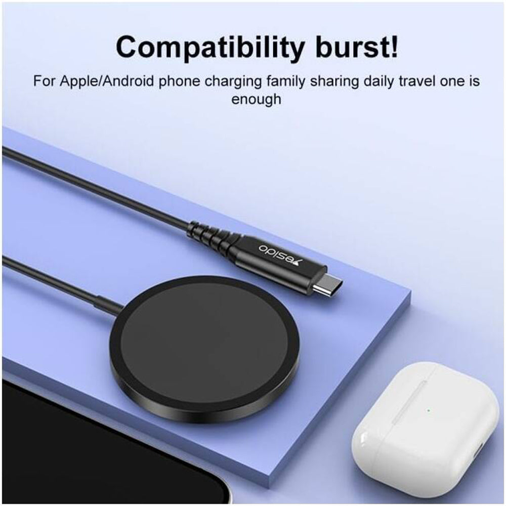 Wireless-Netzladegerät Yesido DS21, 15W, 1.67A, Schwarz