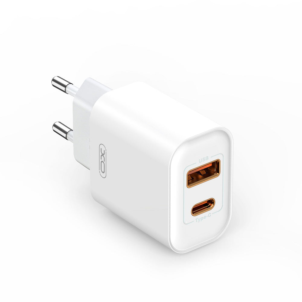 Netzladegerät XO Design BPCE12, 20W, 3A, 1 x USB-A - 1 x USB-C, Weiß