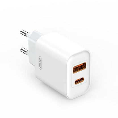 Netzladegerät XO Design BPCE12, 20W, 3A, 1 x USB-A - 1 x USB-C, Weiß