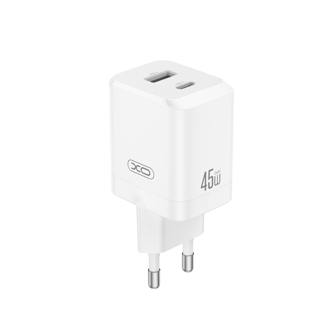 Netzladegerät XO Design CE36, 45W, 3A, 1 x USB-A - 1 x USB-C, Weiß