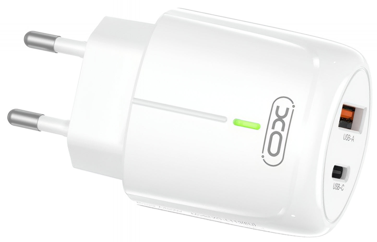Netzladegerät XO Design L114, 20W, 3A, 1 x USB-A - 1 x USB-C, Weiß