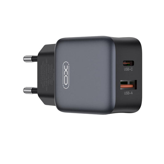Netzladegerät XO Design L156, 30W, 3A, 1 x USB-A - 1 x USB-C, Schwarz