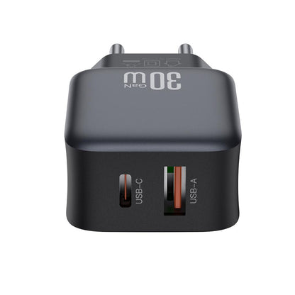 Netzladegerät XO Design L156, 30W, 3A, 1 x USB-A - 1 x USB-C, Schwarz