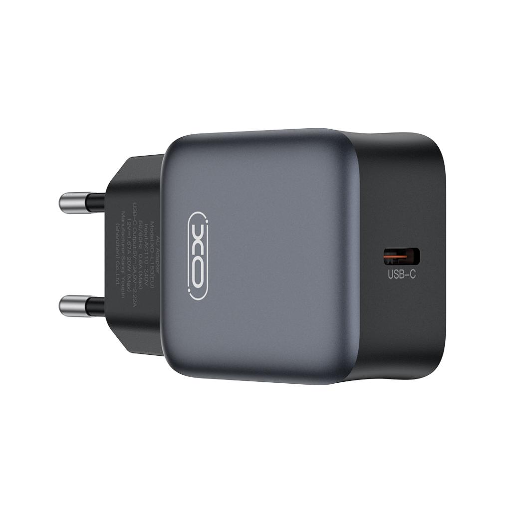 Netzladegerät XO Design L155, 30W, 3A, 1 x USB-C, Schwarz