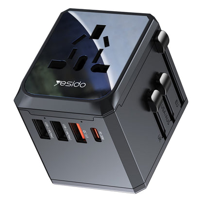 Netzladegerät Yesido MC24 Travel, 20W, 3A, 3 x USB-A - 1 x USB-C, Schwarz
