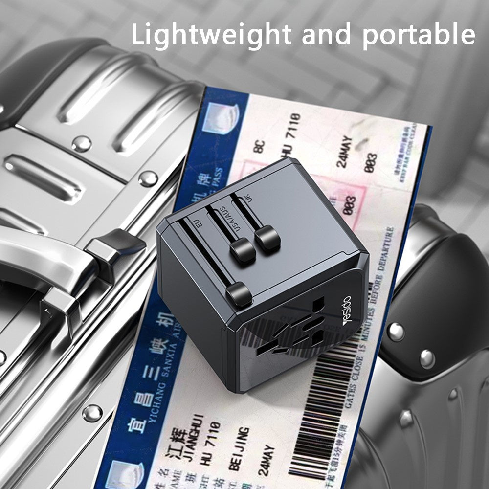 Netzladegerät Yesido MC24 Travel, 20W, 3A, 3 x USB-A - 1 x USB-C, Schwarz