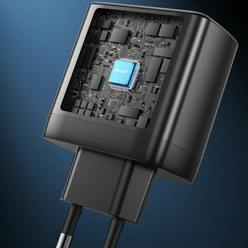 Netzladegerät Yesido YC144, 65W, 3.25A, 1 x USB-A - 2 x USB-C, Schwarz
