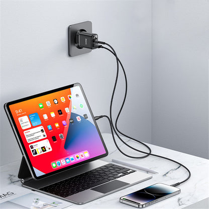 Netzladegerät Yesido YC68, 20W Display, 3A, 1 x USB-A - 1 x USB-C, Schwarz