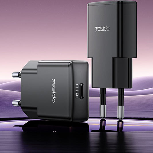 Netzladegerät Yesido YC74, 30W, 3A, 1 x USB-C, Schwarz